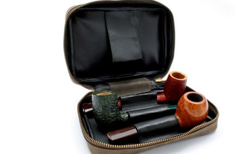 Pfeifentasche Rattray's Peat aus Rindleder für 3 Pfeifen