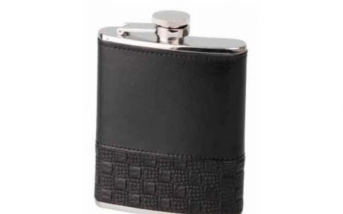 Taschenflasche - schwarz, mit Schachbrettmuster (180ml)
