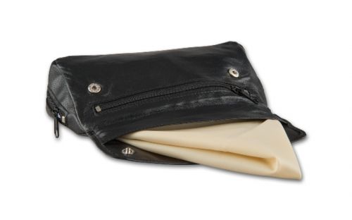 Pfeifentasche aus Leder für 2 Pfeifen - schwarz (16x9x5,5cm)