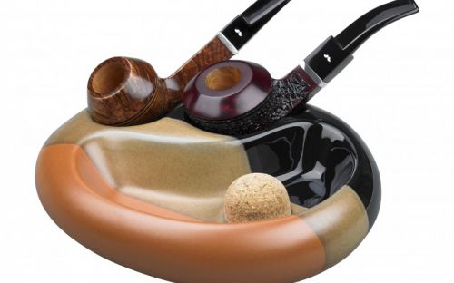 Pfeifen Aschenbecher für 2 Pfeifen - 3-farbige Keramik