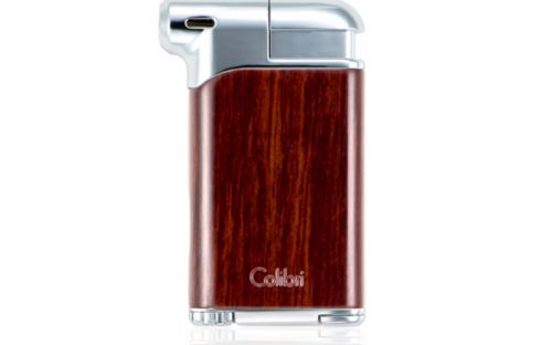 Pfeifenfeuerzeug Colibri Pacific Wood - Chrom / Braun