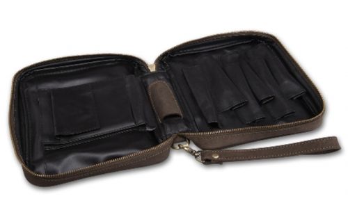 Pfeifentasche aus Leder für 6 Pfeifen - braun (20x17x5,5cm)