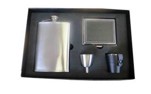 Taschenflasche in Geschenkbox - mit Becher und Zigarettenetui