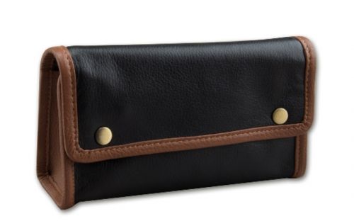 Pfeifentasche für 1Pfeife - Leder, schwarz-braun