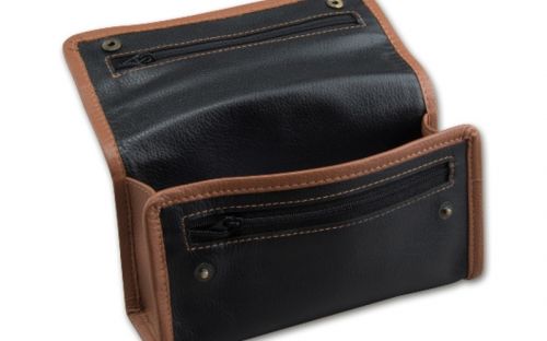 Pfeifentasche für 1Pfeife - Leder, schwarz-braun