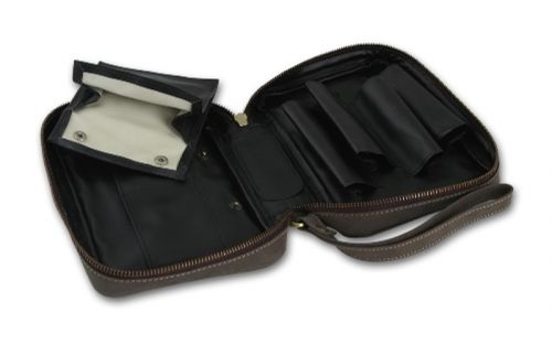 Pfeifentasche aus Leder für 4 Pfeifen - braun (20x12x5,5cm)
