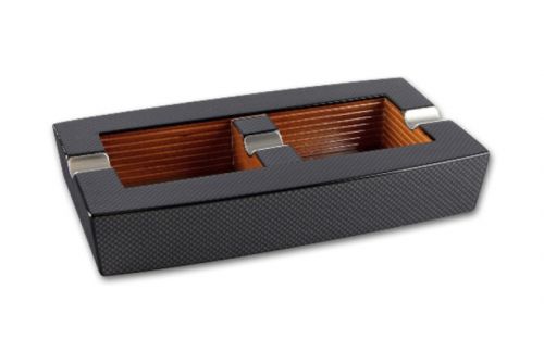 Zigarren-Aschenbecher für 2 Zigarren - aus Holz, mit Carbon-design