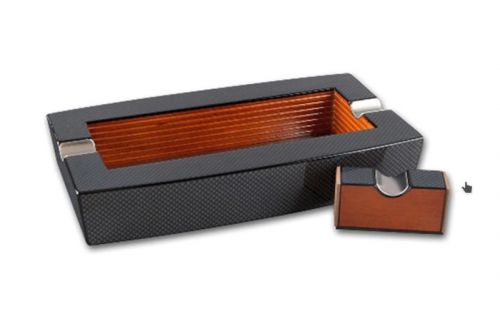 Zigarren-Aschenbecher für 2 Zigarren - aus Holz, mit Carbon-design
