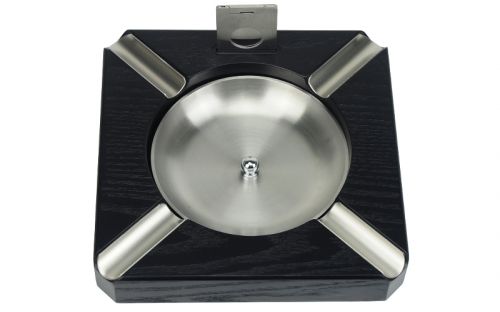 Zigarren Aschenbecher - für 4 Zigarren, schwarz + Zigarrenabschneider