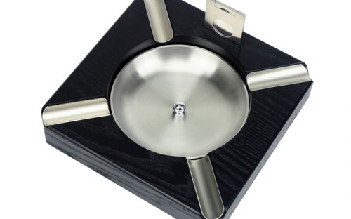 Zigarren Aschenbecher - für 4 Zigarren, schwarz + Zigarrenabschneider