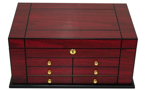 Humidor - Luxury, für 80 Zigarren, spanischer Zeder mit Schublade - Cherry, Achenty!