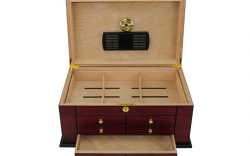 Humidor - Luxury, für 80 Zigarren, spanischer Zeder mit Schublade - Cherry, Achenty!