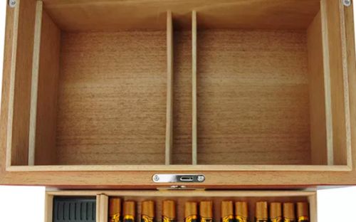 Gastrohumidor mit gewölbtem Glasdeckel, für 80 Zigarren, spanischer Zeder,  Befeuchter und digital Hygrometer - Achenty!