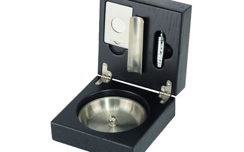 Zigarren Aschenbecher Set - Holz, schwarz