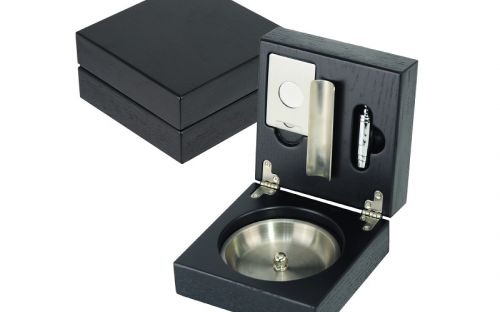 Zigarren Aschenbecher Set - Holz, schwarz