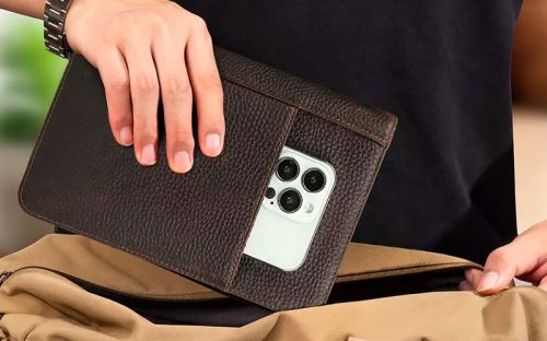 Reisetasche mit Zigarrenetui - echtes Leder, kaffeefarben