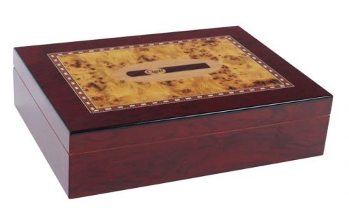 Humidor - braun, spanischer Zeder, für 30 Zigarren, Befeuchter und Hygrometer - braun lackiert, Zigarren-dekor
