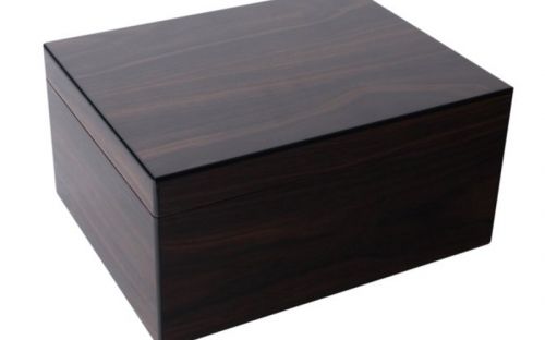 Humidor für 50 Zigarren, spanischer Zeder, Befeuchter, Hygrometer - Walnuss, Achenty!