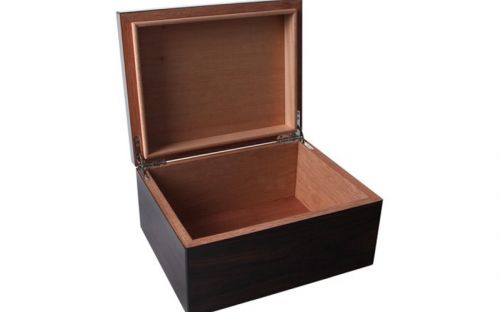 Humidor für 50 Zigarren, spanischer Zeder, Befeuchter, Hygrometer - Walnuss, Achenty!