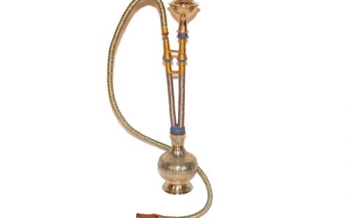 Exclusive Wasserpfeife aus Messing - 46 cm, Blau