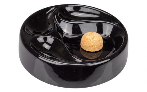 Pfeifen Aschenbecher für 3 Pfeifen - schwarze Keramik (17cm)