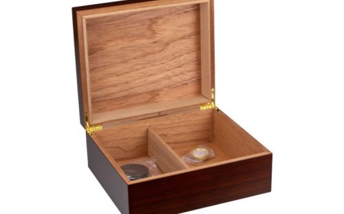 Humidor für 40 Zigarren, Zigarrenhalter aus spanischem Zedernholz, Befeuchter, Hygrometer - braun