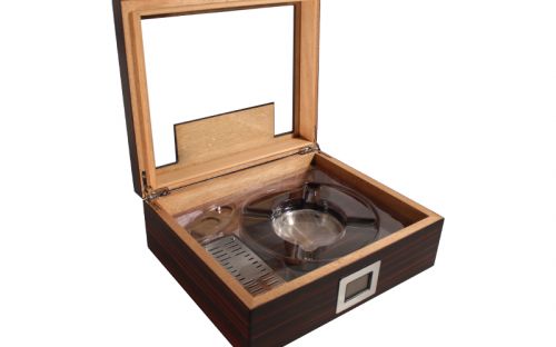 Humidor mit GeschenkSet - schwarz-braun, spanischer Zeder, für 30 Zigarren