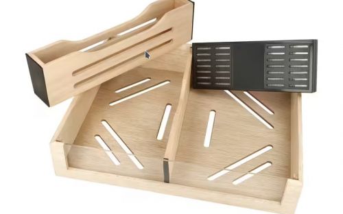Gastrohumidor für 80 Zigarren, Zigarrenbehalter mit Acryldeckel, aus spanischem Zedernholz, Befeuchter und Hygrometer - Carbon