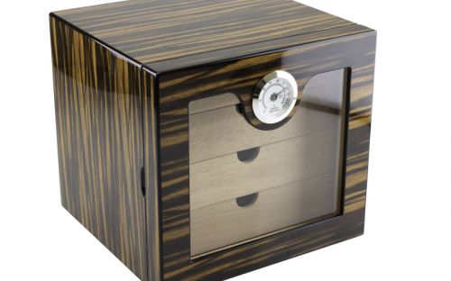Humidorschrank - Glastür, spanischer Zeder, für 80 Zigarren - Makassar, Achenty