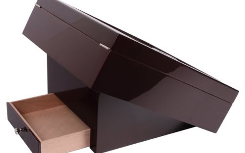 Humidor - Schwarz matt, Glasdeckel, spanischer Zeder, für 80 Zigarren