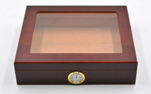 Humidor - Bordeauxrot, Glasdeckel, spanischer Zeder, für 30 Zigarren