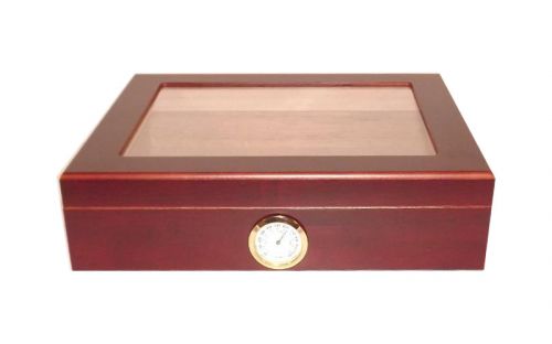 Humidor - Bordeauxrot, Glasdeckel, spanischer Zeder, für 30 Zigarren