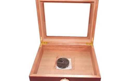Humidor - Bordeauxrot, Glasdeckel, spanischer Zeder, für 30 Zigarren