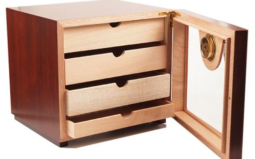 Humidorschrank - Mahagony-Farbe, Glastür, spanischer Zeder, für 80 Zigarren