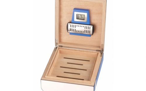 Humidor - Passatore, Blau/weiß, spanischer Zeder, für 40 Zigarren