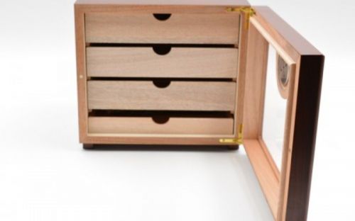 Humidorschrank - Mahagony-Farbe, Glastür, spanischer Zeder, für 80 Zigarren