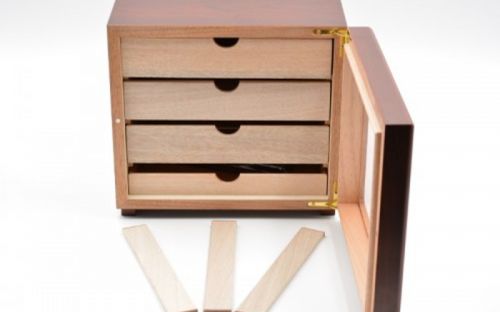 Humidorschrank - Mahagony-Farbe, Glastür, spanischer Zeder, für 80 Zigarren