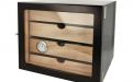 Humidorschrank für 80 Zigarren, spanischer Zeder, 4 Schubladen, Glastür - schwarz, Angelo