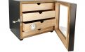 Humidorschrank für 80 Zigarren, spanischer Zeder, 4 Schubladen, Glastür - schwarz, Angelo