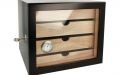 Humidorschrank für 80 Zigarren, spanischer Zeder, 4 Schubladen, Glastür - schwarz, Angelo