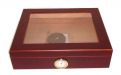 Humidor - Bordeauxrot, Glasdeckel, spanischer Zeder, für 30 Zigarren
