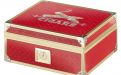 Humidor für 40 Zigarren, Zigarrenkistehalter aus spanischem Zedernholz, mit Befeuchter, Hygrometer - rot, mit goldfarbenem Metallrahmen, Angelo