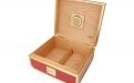 Humidor für 40 Zigarren, Zigarrenkistehalter aus spanischem Zedernholz, mit Befeuchter, Hygrometer - rot, mit goldfarbenem Metallrahmen, Angelo
