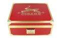 Humidor für 40 Zigarren, Zigarrenkistehalter aus spanischem Zedernholz, mit Befeuchter, Hygrometer - rot, mit goldfarbenem Metallrahmen, Angelo