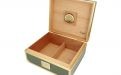 Humidor für 40 Zigarren, Zigarrenkistehalter aus spanischem Zedernholz, mit Befeuchter, Hygrometer - grün, mit goldfarbenem Metallrahmen, Angelo