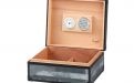 Humidor für 40 Zigarren, spanischer Zedernholz mit Metallrahmen, Befeuchter, Hygrometer - grau, Angelo