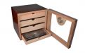 Humidorschrank für 80 Zigarren, 4 Schubladen, externer Hygrometer, Glastür - braun, Angelo