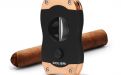 Zigarrenabschneider Colibri V-Cut - schwarz/Rosegold gebürstet