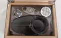 Humidor mit GeschenkSet - schwarz, spanischer Zeder, für 30 Zigarren - Achenty!