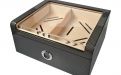 Gastrohumidor für 80 Zigarren, Zigarrenbehalter mit Acryldeckel, aus spanischem Zedernholz, Befeuchter und Hygrometer - Carbon